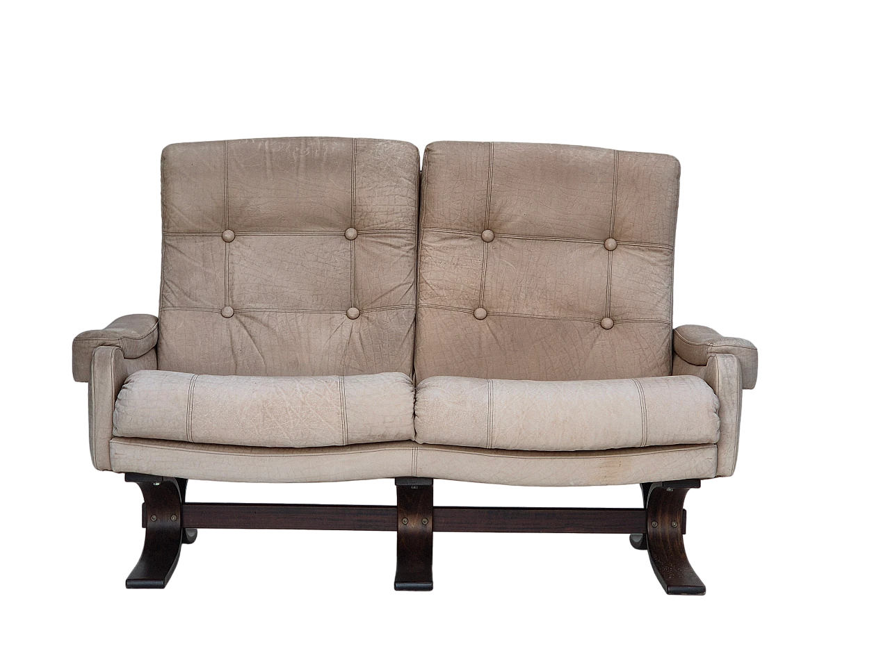 Scandinavian two-seater bent beech and leather sofa, 1970s 18