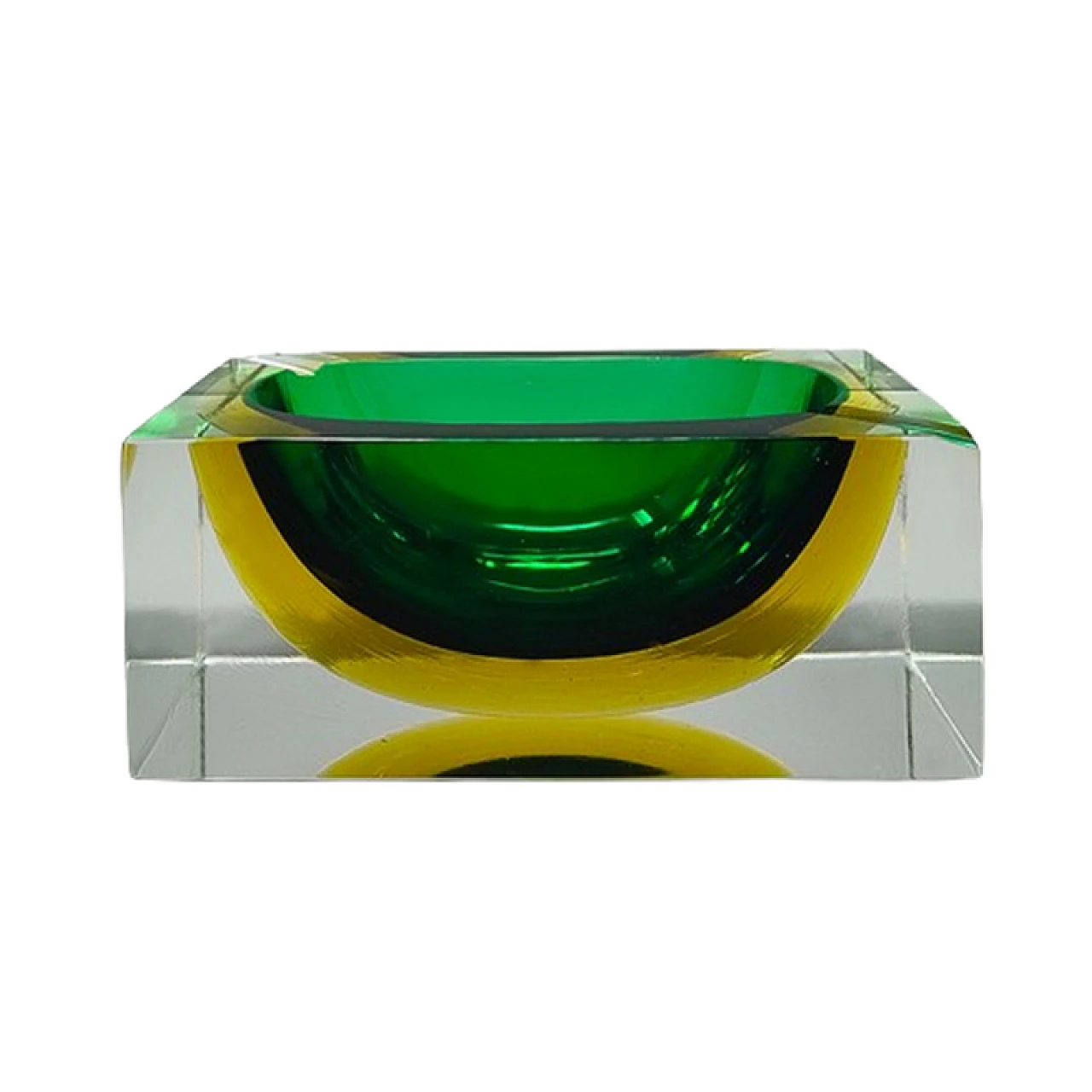 Green and yellow glass ashtray by Flavio Poli for Seguso, 1960s 1