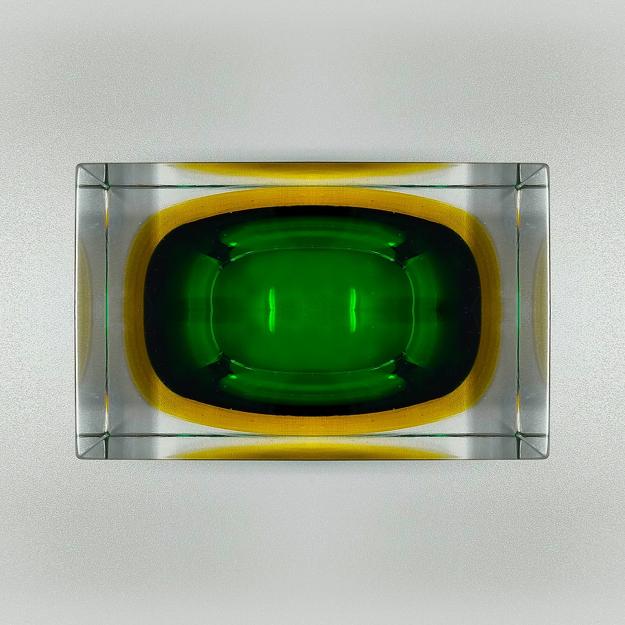 Green and yellow glass ashtray by Flavio Poli for Seguso, 1960s 5