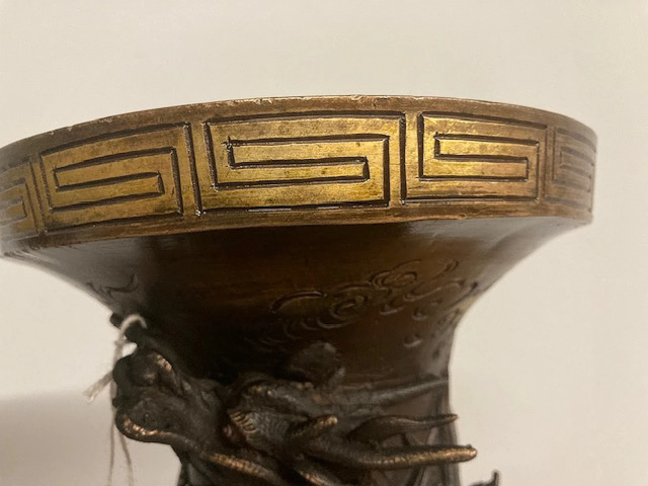 Pair of Japanese bronze vases, late 19th century 14