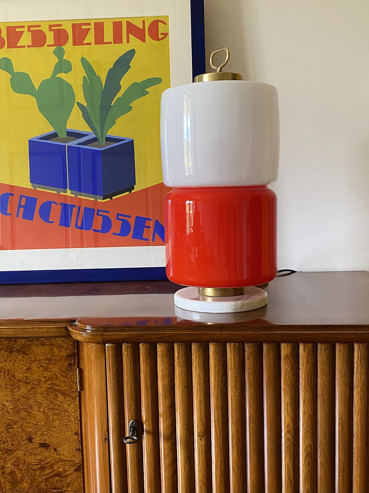 Lampada da tavolo in vetro, marmo e ottone di Stilnovo, anni '70 3