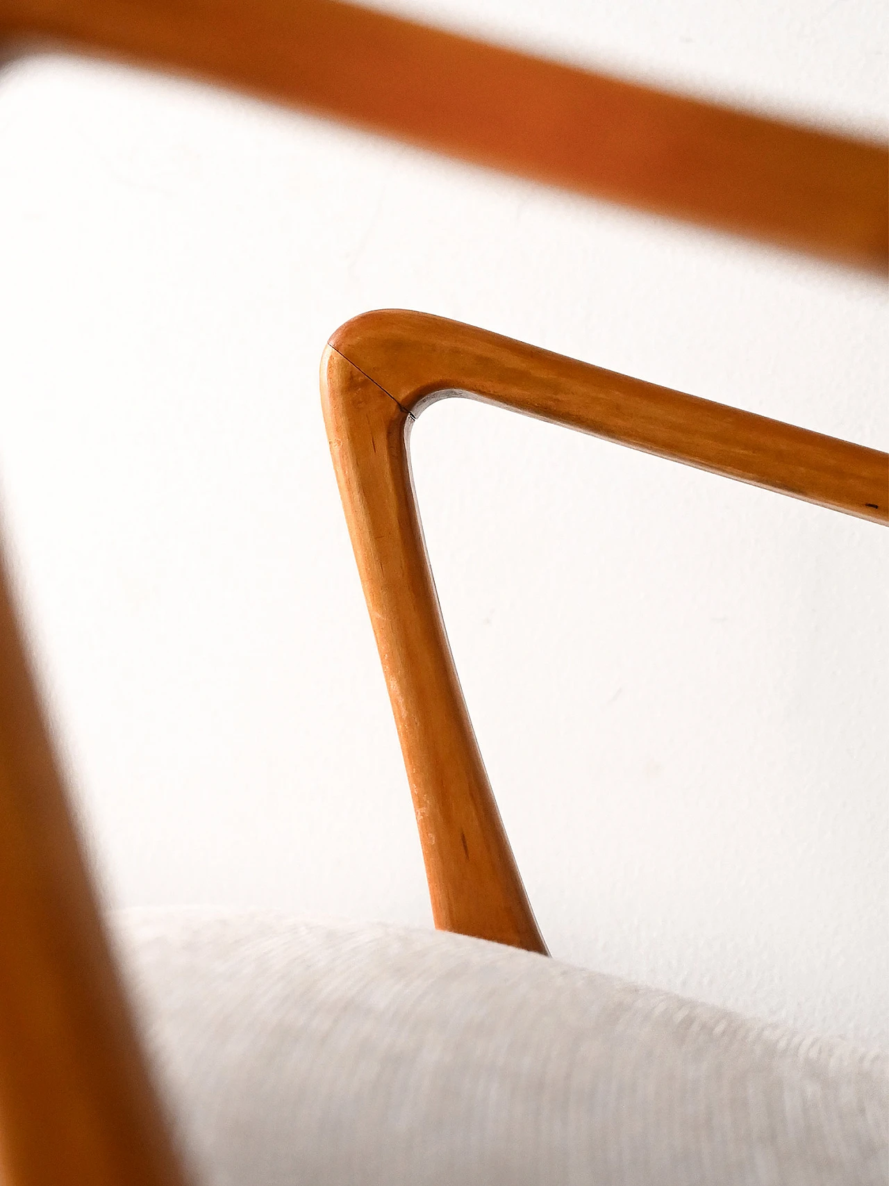 Pair of Scandinavian wood and fabric armchairs, 1940s 5