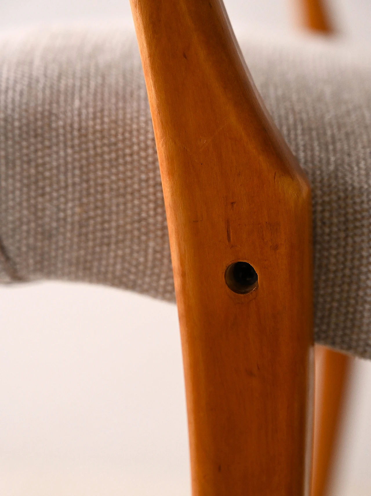 Pair of Scandinavian wood and fabric armchairs, 1940s 7