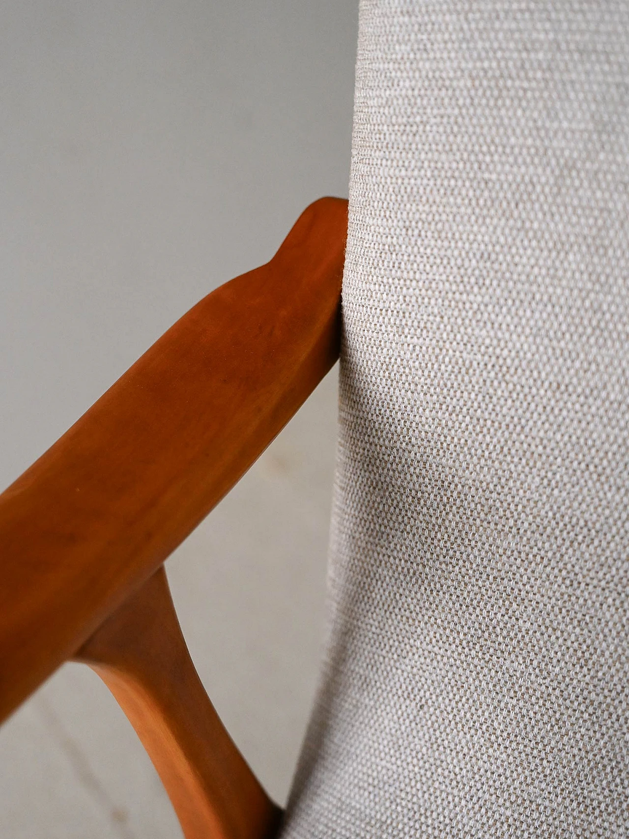 Pair of Scandinavian wood and fabric armchairs, 1940s 9