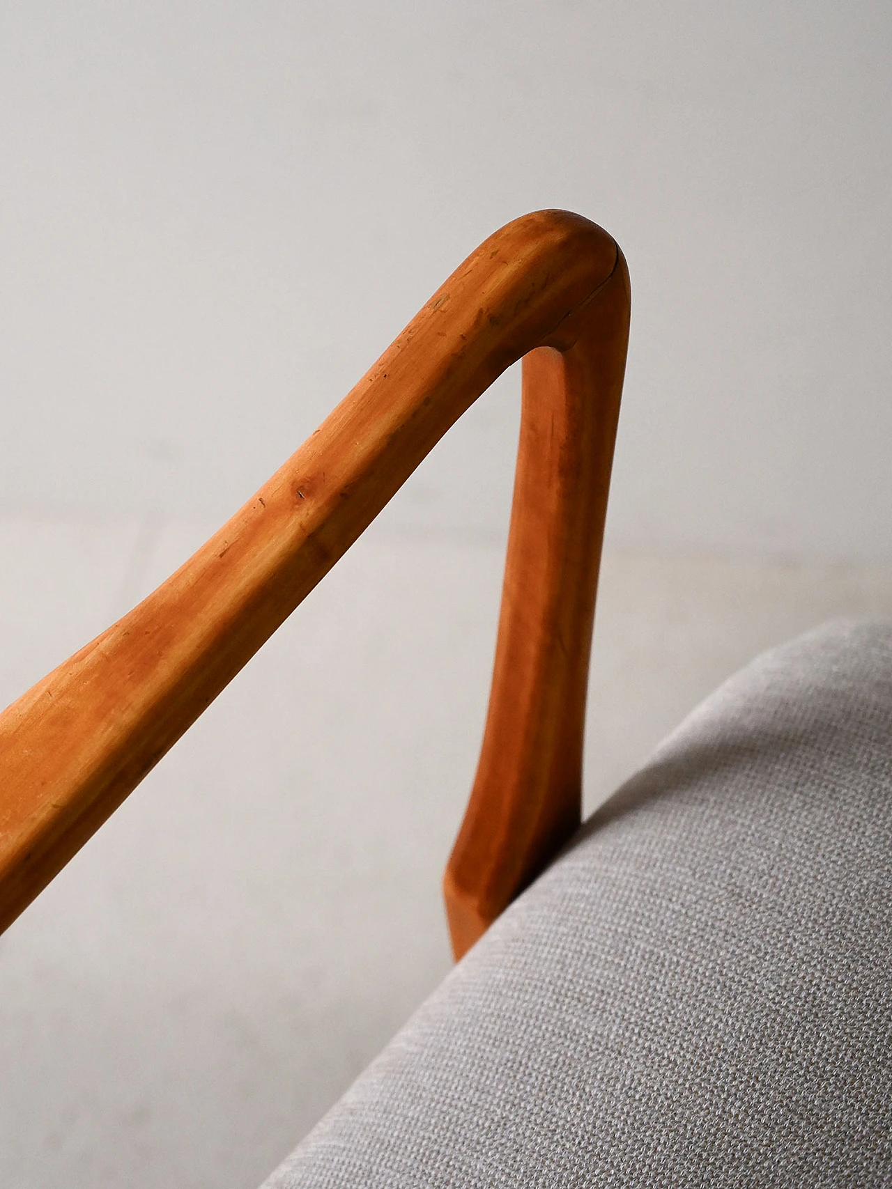 Pair of Scandinavian wood and fabric armchairs, 1940s 10