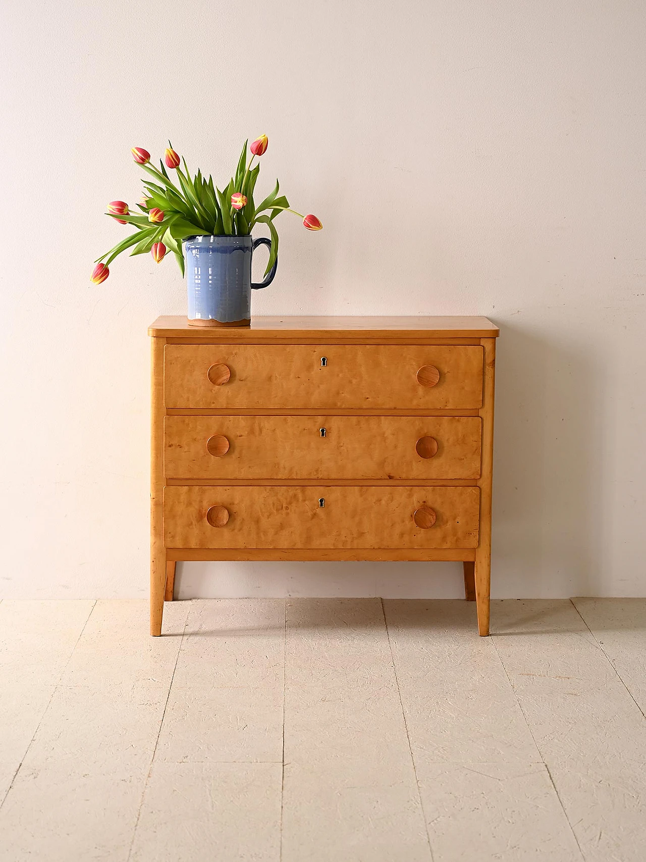 Cassettiera scandinava in teak e radica, anni '60 1