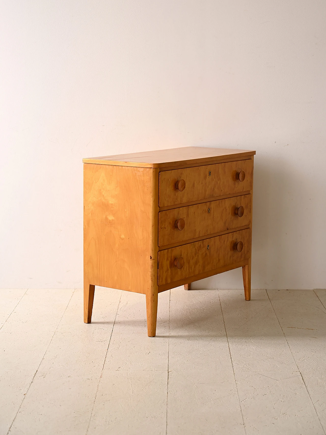 Cassettiera scandinava in teak e radica, anni '60 3