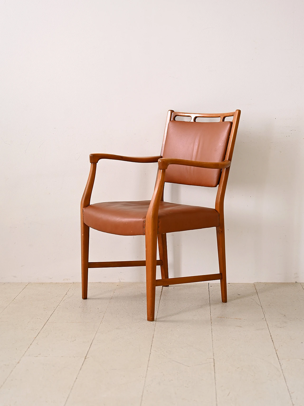 Wood and leather armchair by David Rosén, 1960s 1