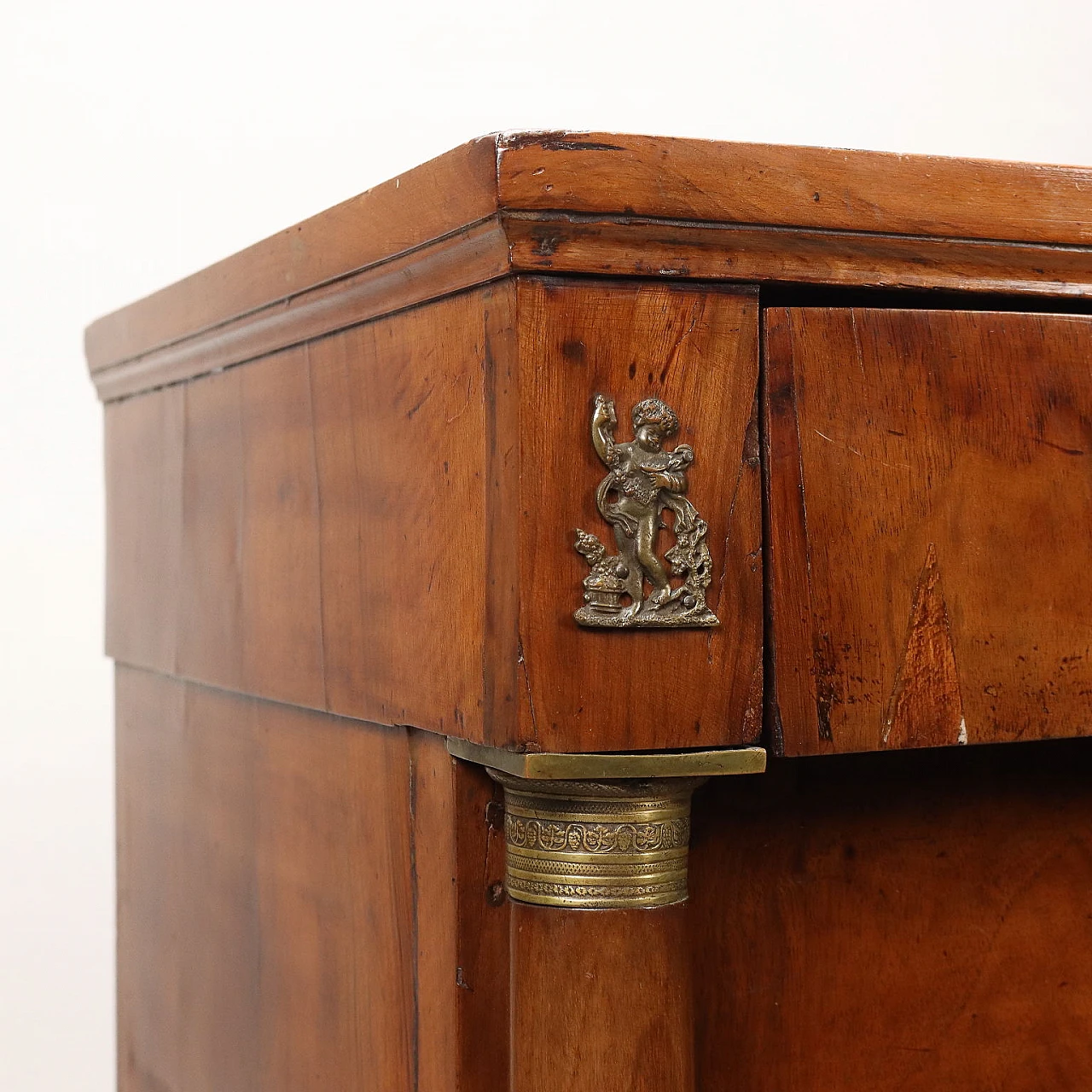 Pair of walnut, fir & bronze dressers with 4 drawers, 19th century 4