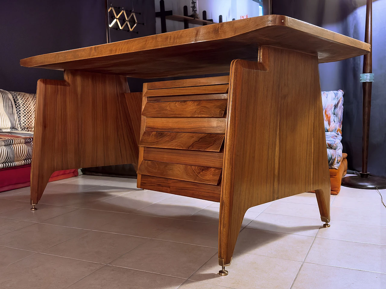 Teak and glass desk by Vittorio Dassi, 1950s 2