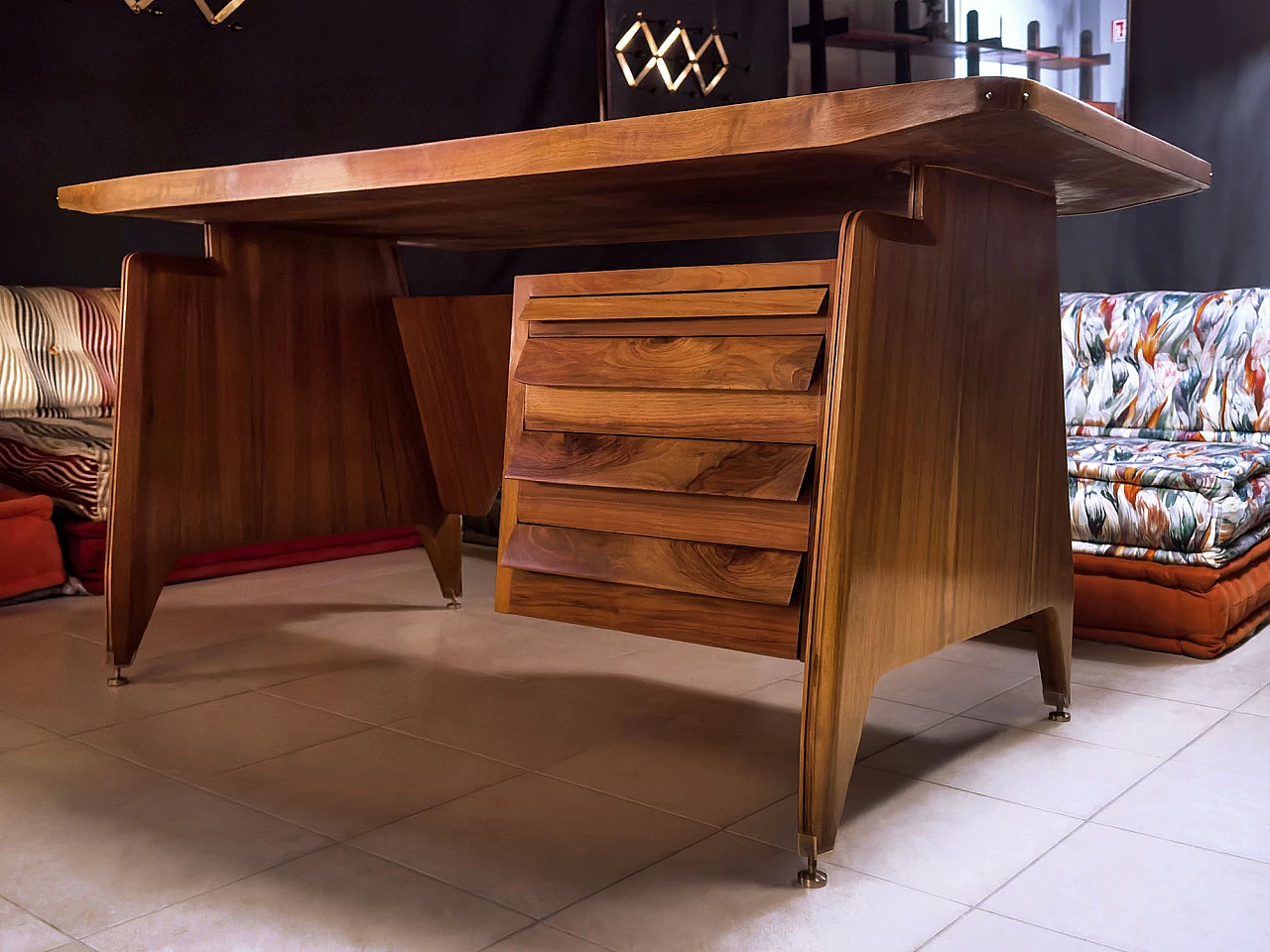 Teak and glass desk by Vittorio Dassi, 1950s 3
