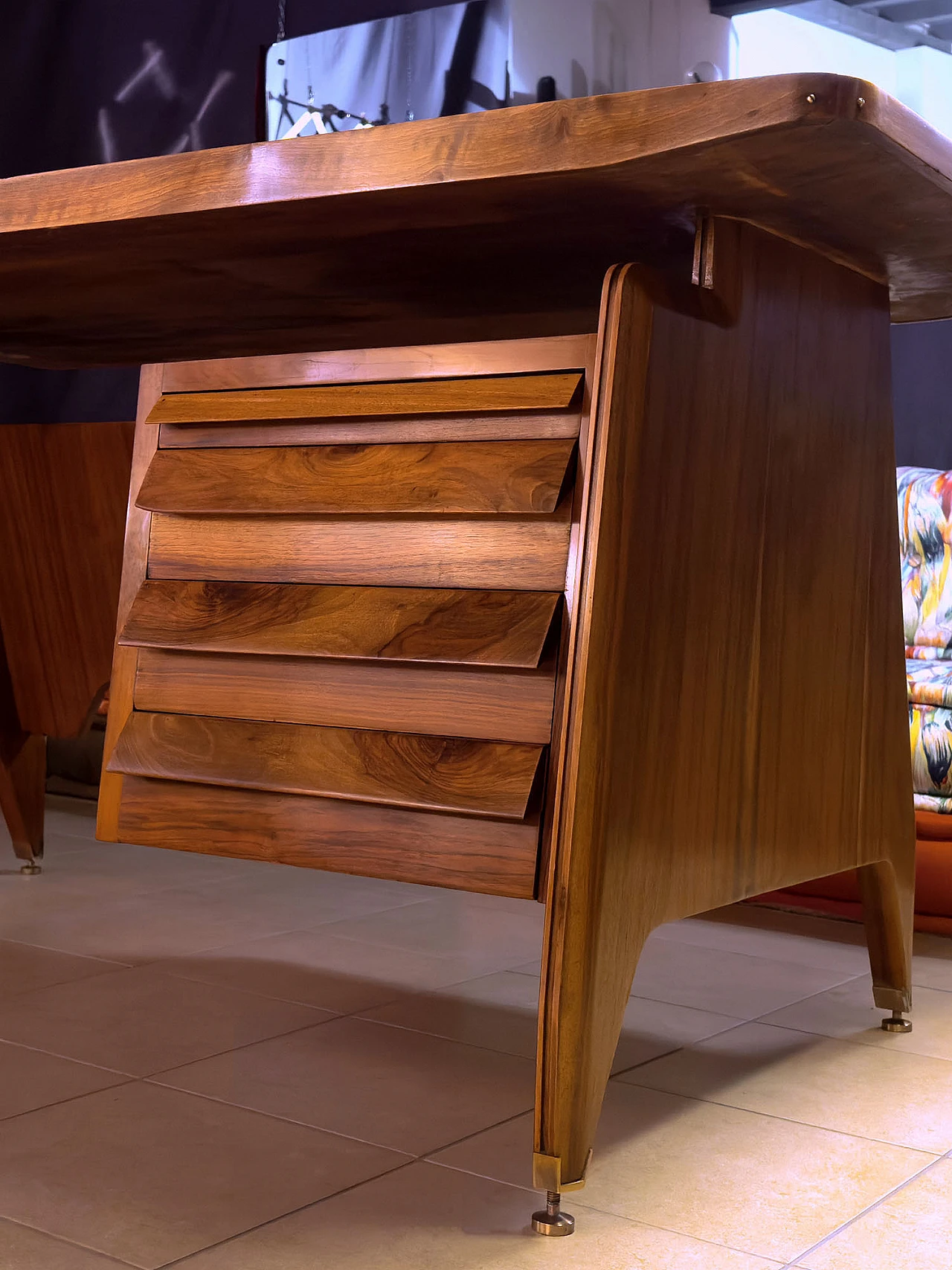 Teak and glass desk by Vittorio Dassi, 1950s 4