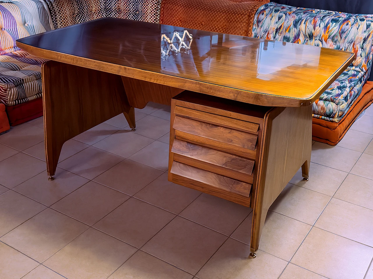 Teak and glass desk by Vittorio Dassi, 1950s 6