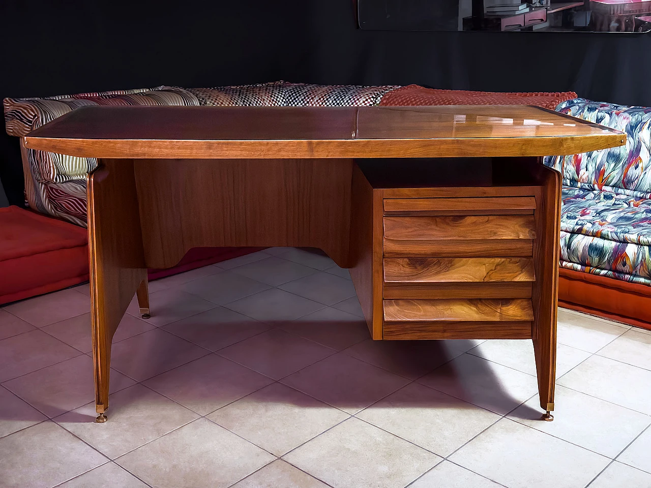 Teak and glass desk by Vittorio Dassi, 1950s 11