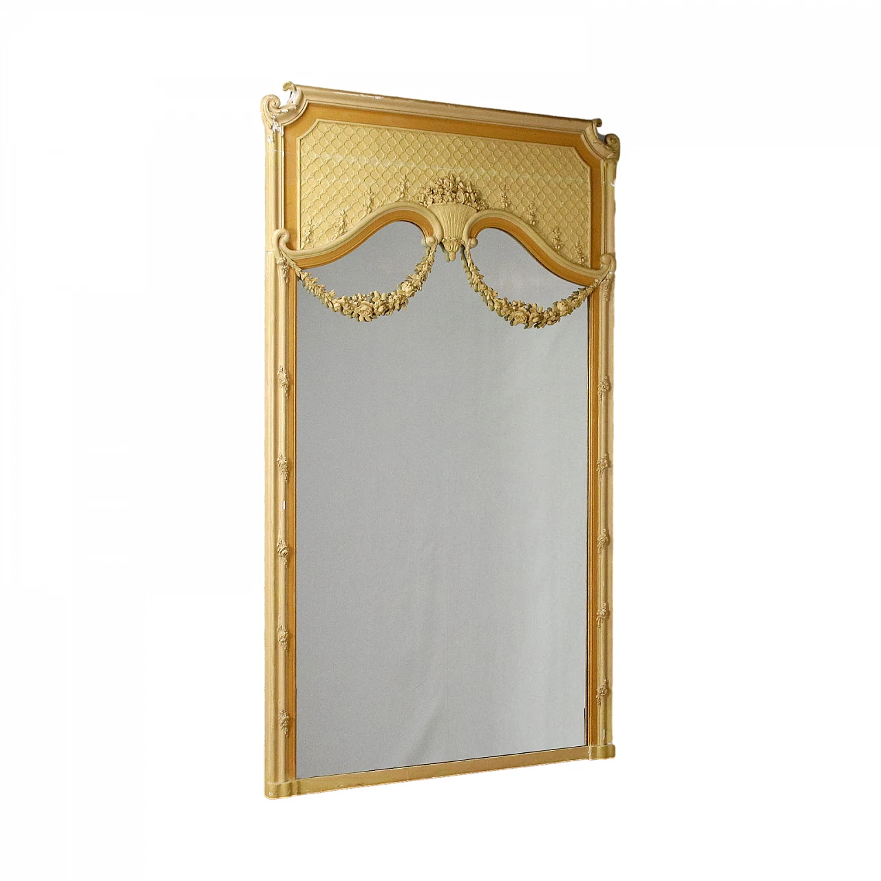 Specchio stile Neoclassico in stucco intagliato e laccato 1
