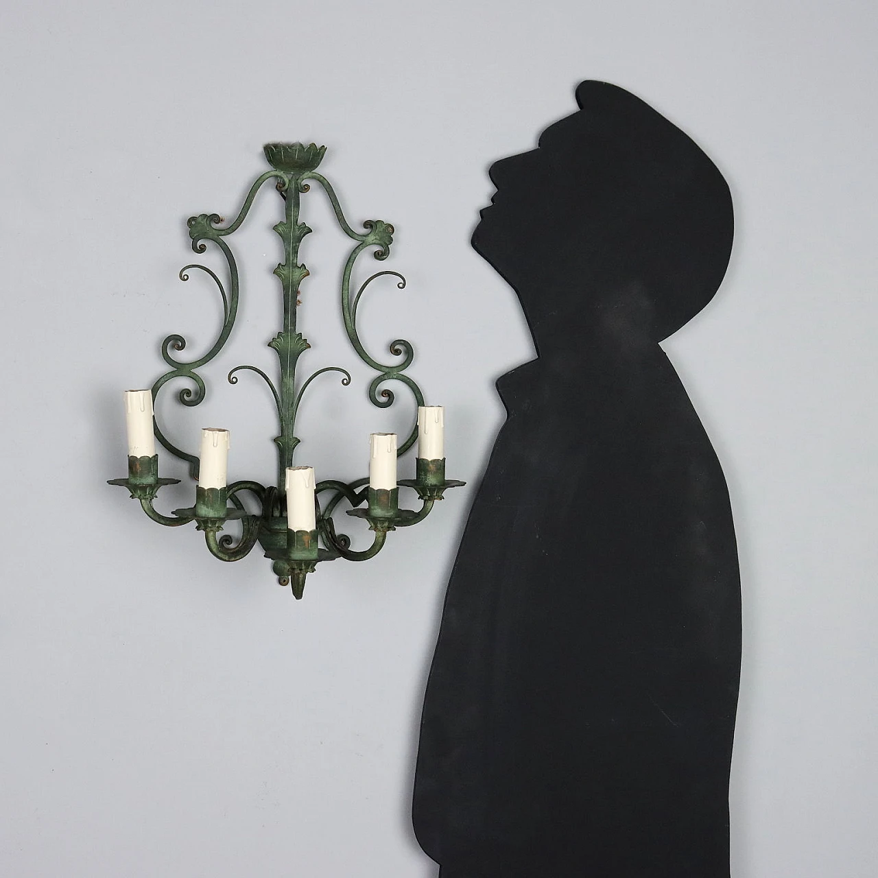 Pair of 5-light wall sconces in painted wrought iron 2