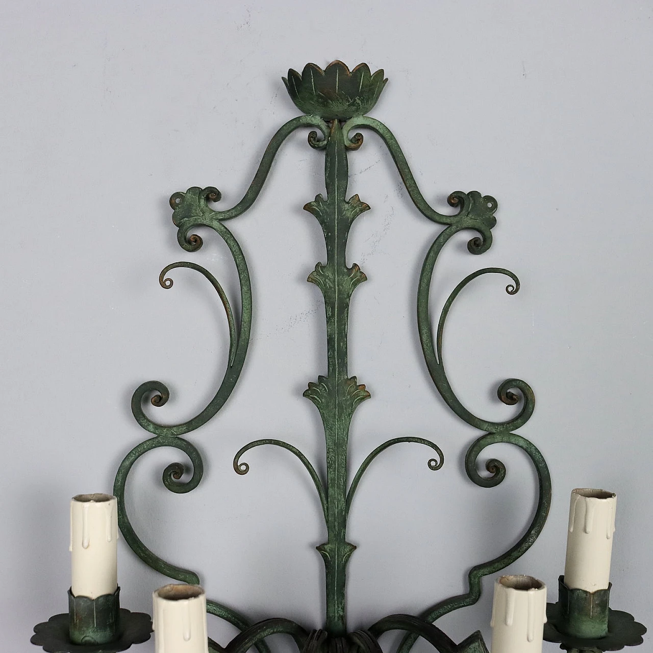 Pair of 5-light wall sconces in painted wrought iron 5