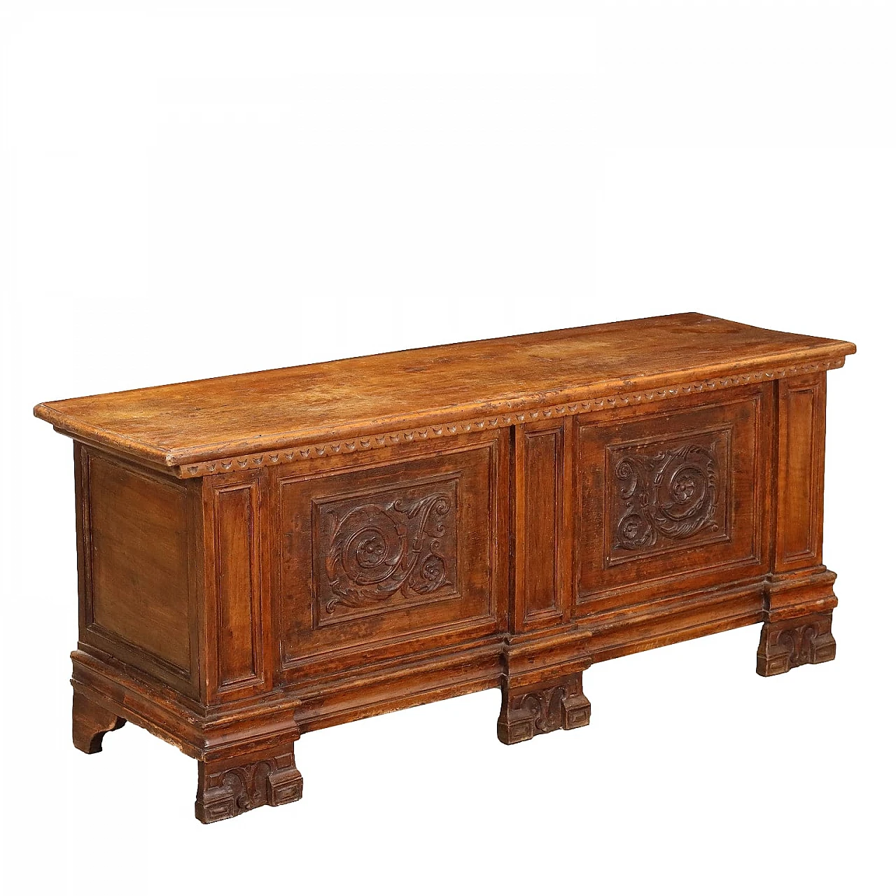 Walnut chest carved with phytomorphic motifs, 18th century 1