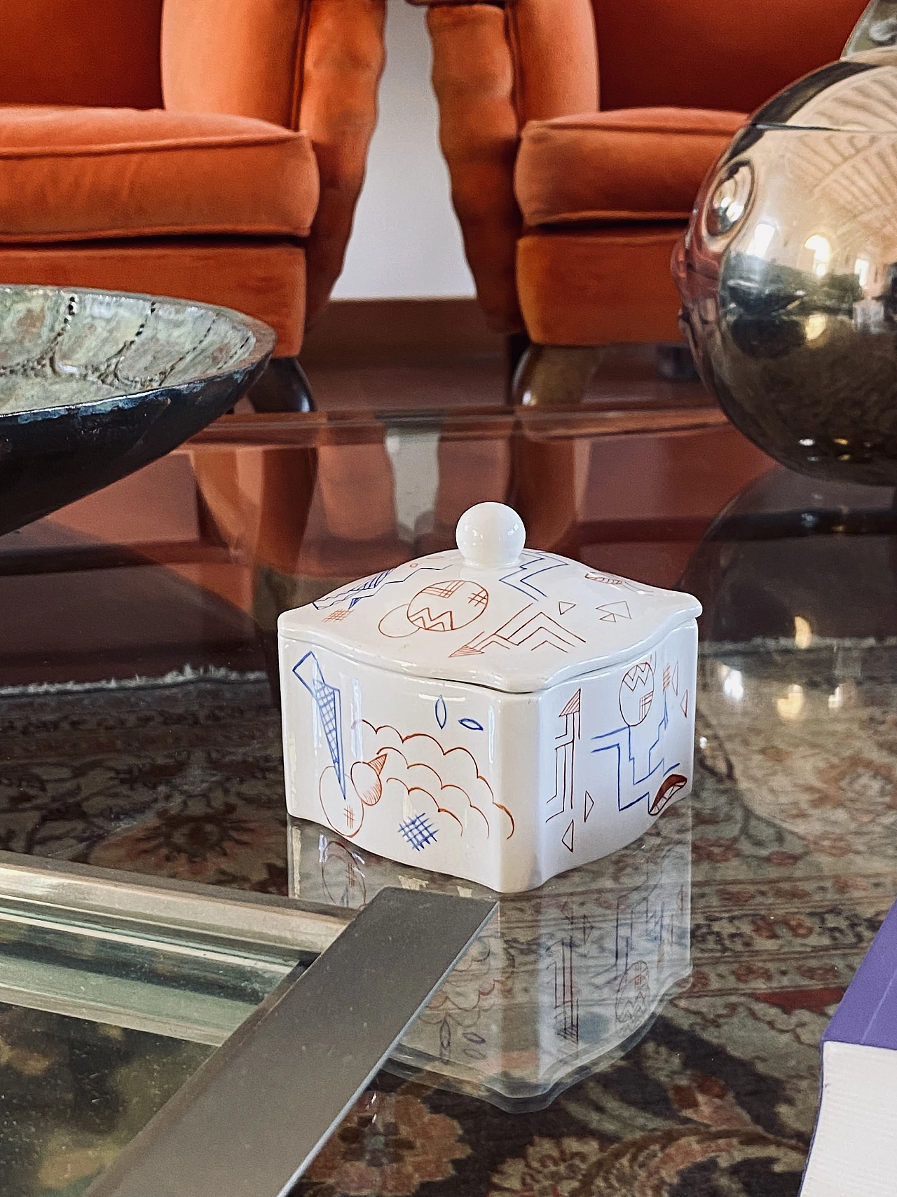 German Futurist ceramic box, 1930s 6