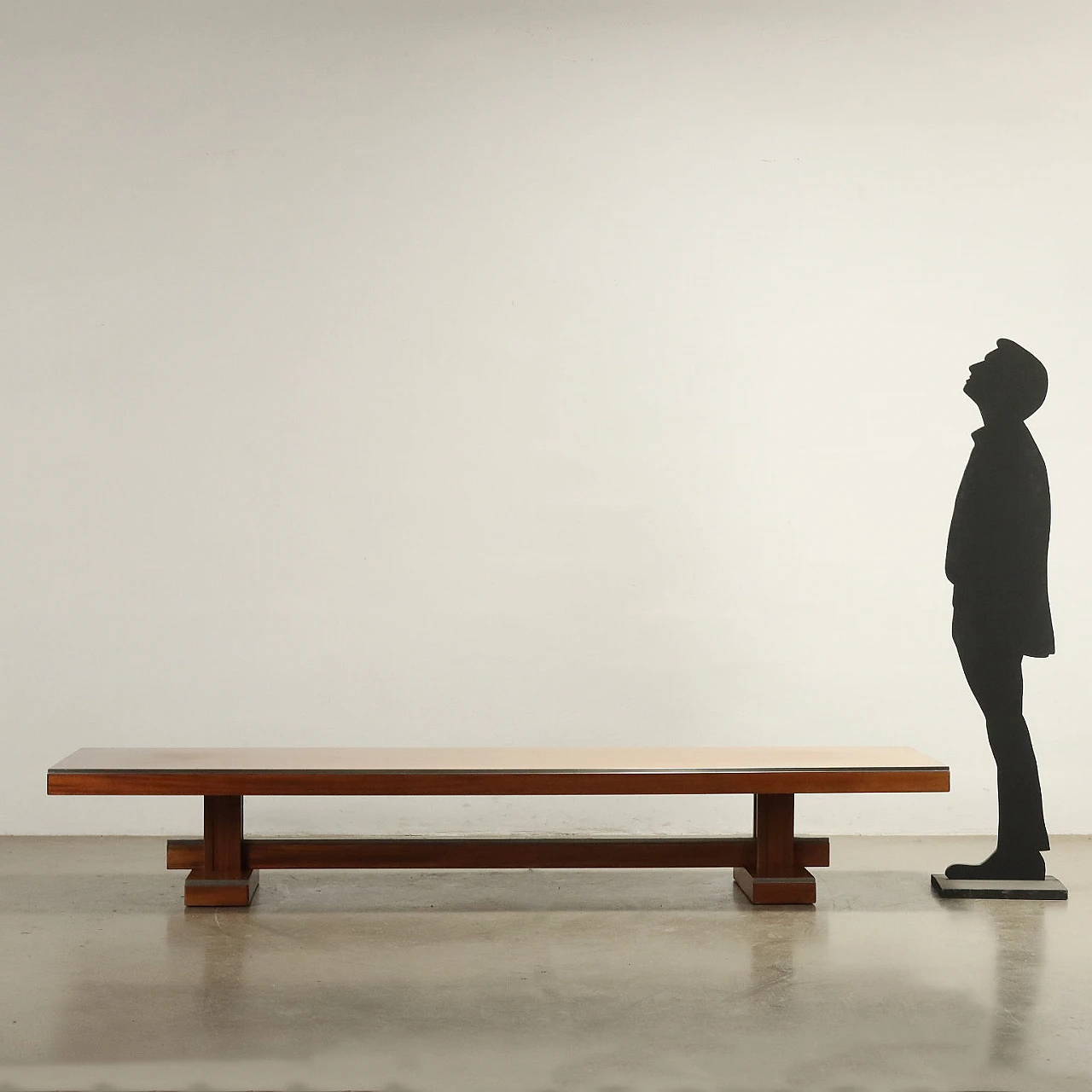 Walnut veneered wood coffee table with aluminium profiles, 1960s 2