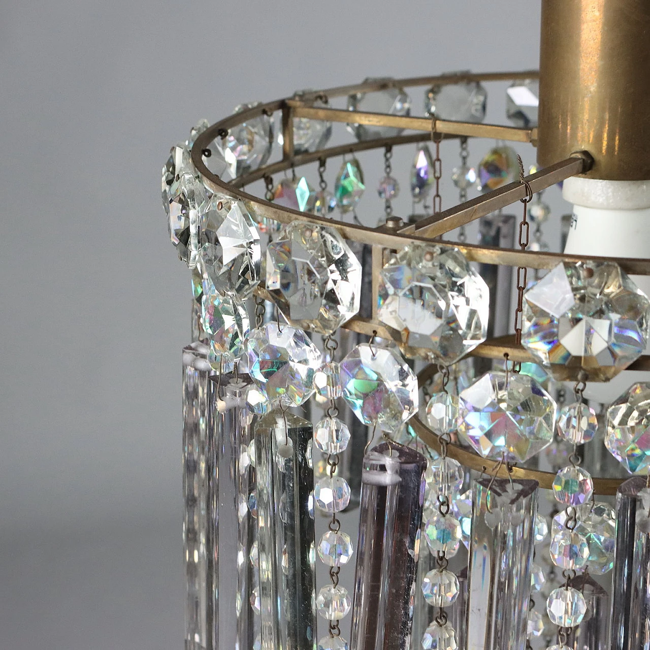 Pair of chandeliers with crystal pendants and glass beads 3