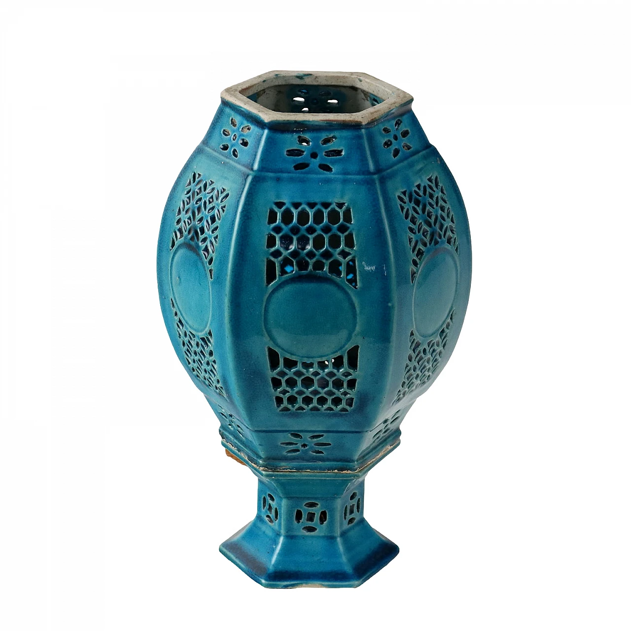 Lanterna in porcellana smaltata turchese 1
