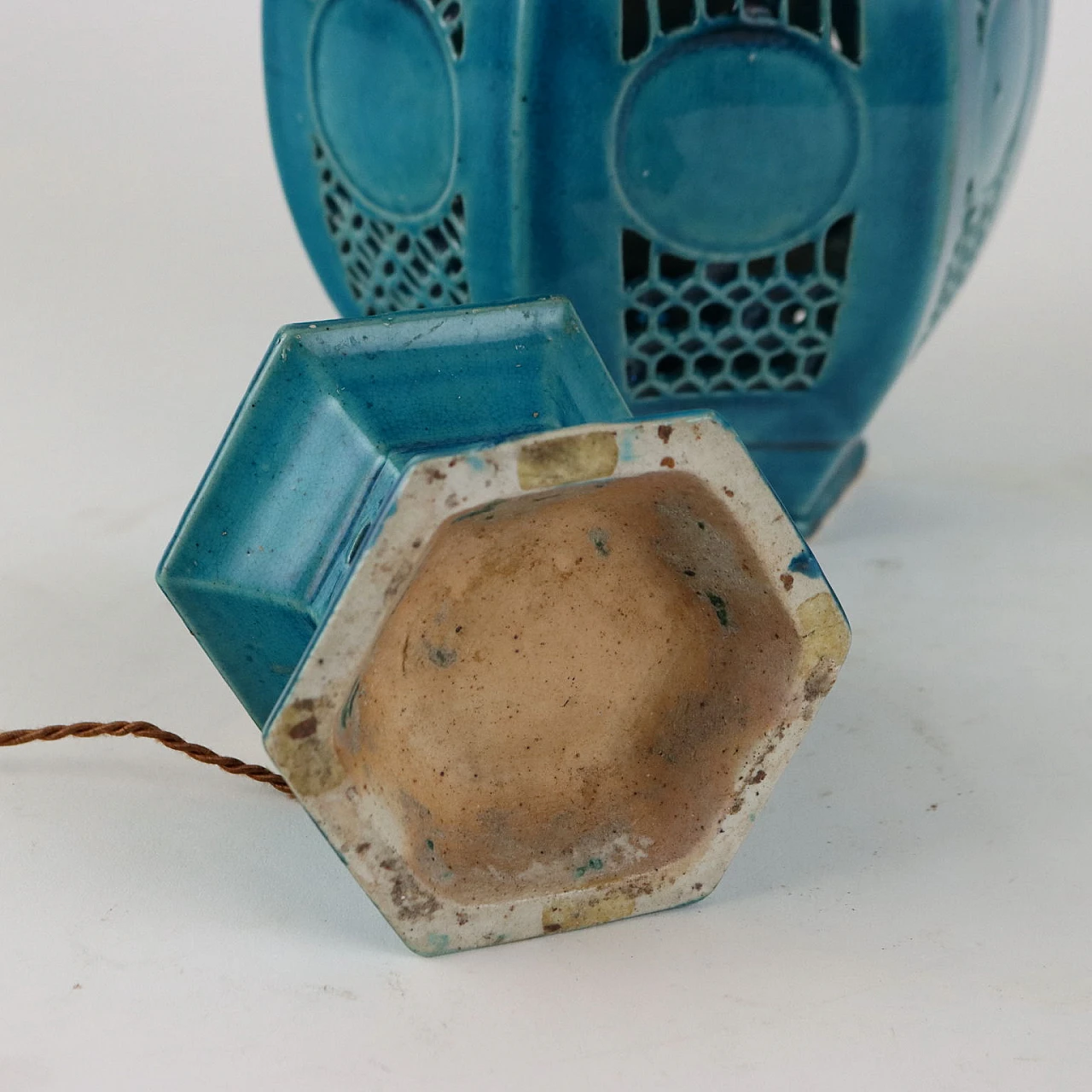 Lanterna in porcellana smaltata turchese 9