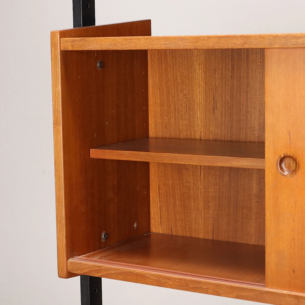 Teak and metal bookcase with storage compartments and shelves, 1960s 6