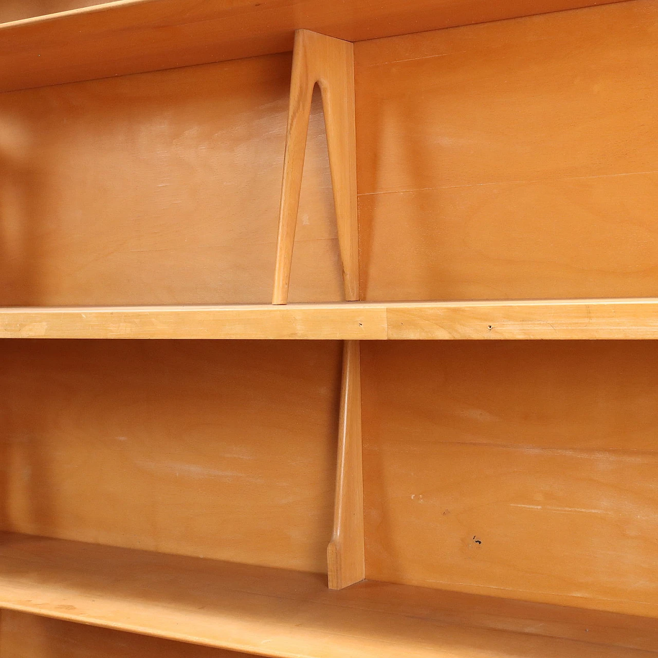 Oak bookcase with shelves and storage compartment, 1950s 9