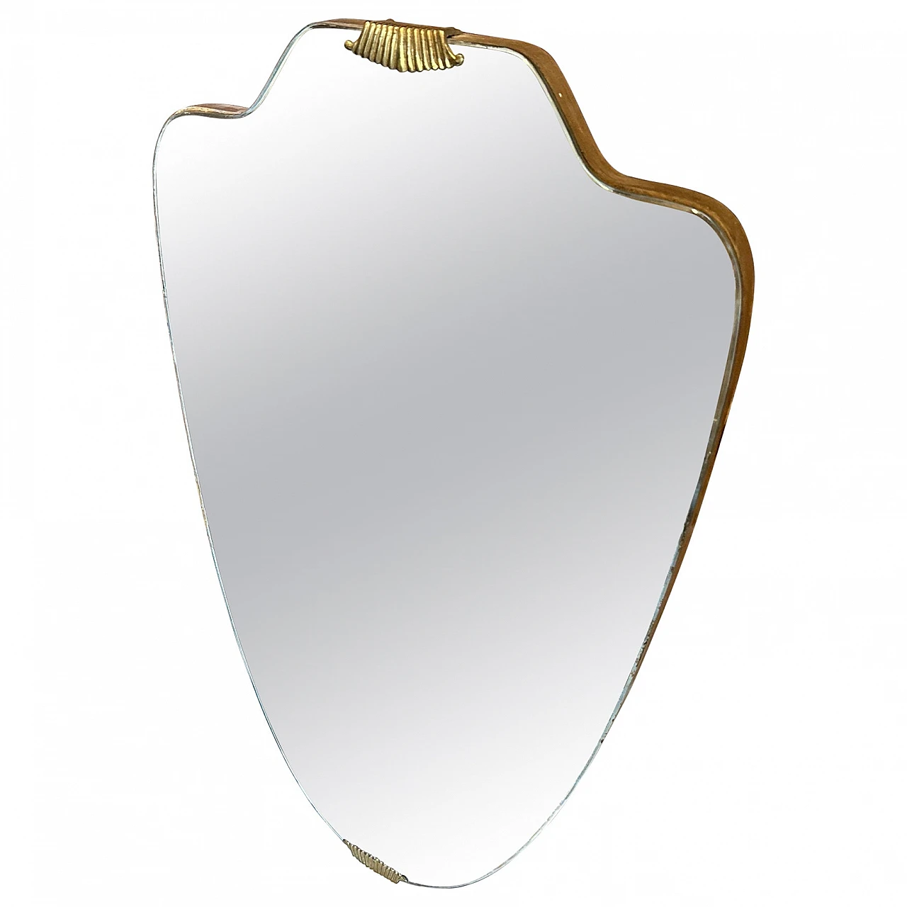 Brass wall mirror in the style of Gio Ponti, 1950s 1