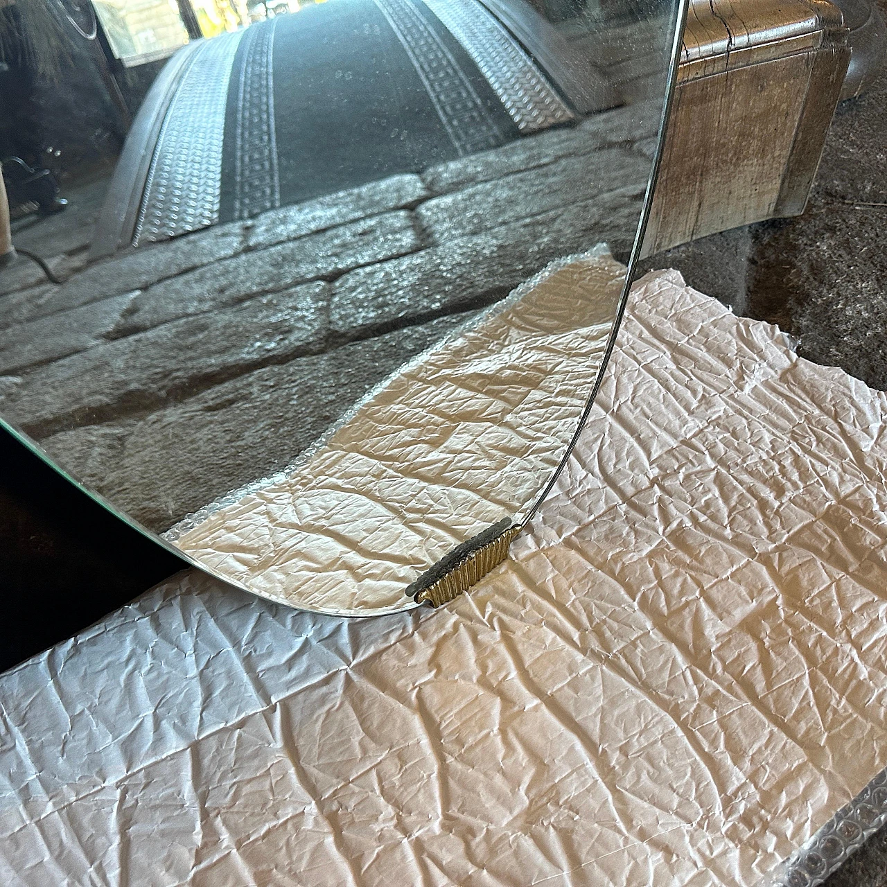 Brass wall mirror in the style of Gio Ponti, 1950s 7