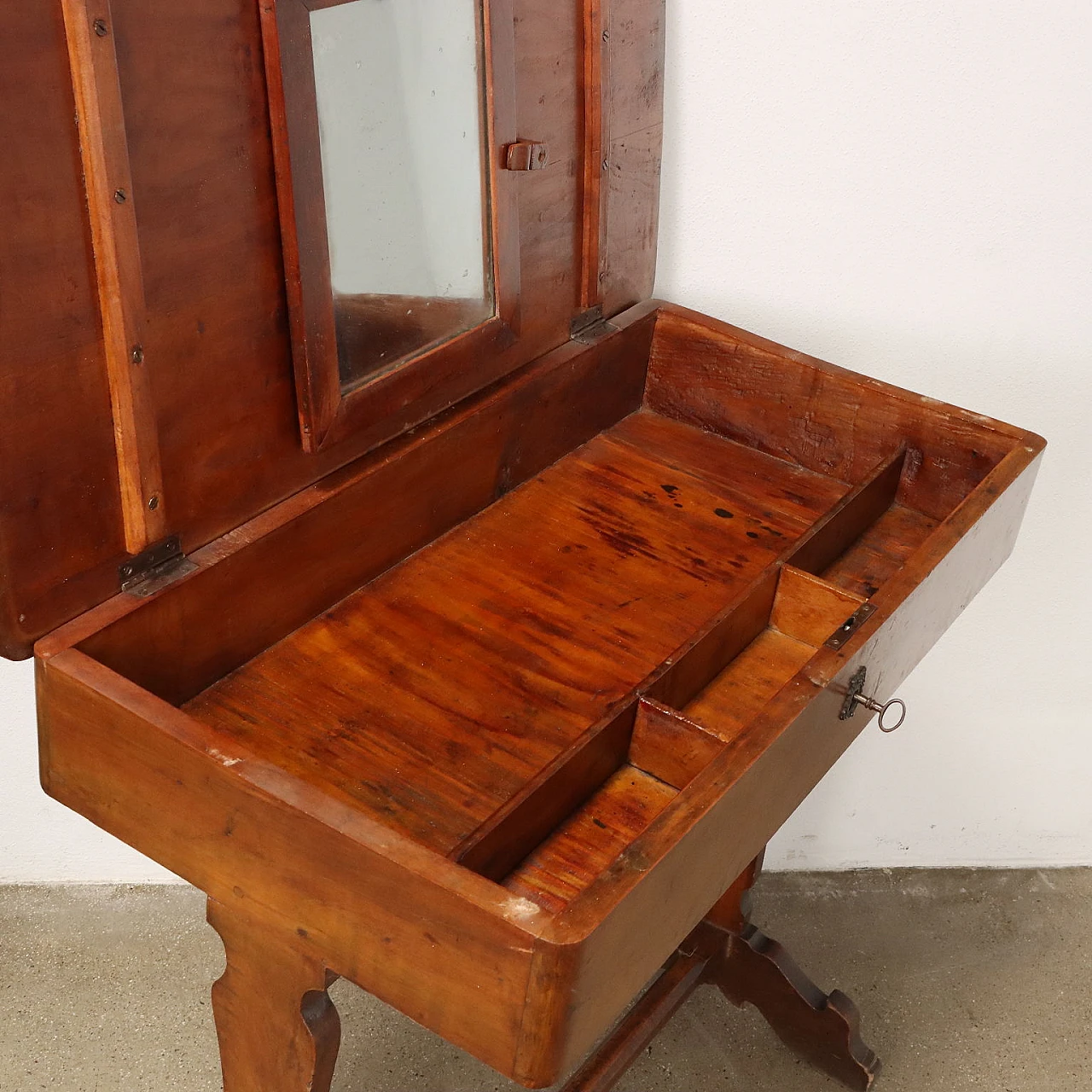 Pair of cherrywood working tables with opening tops, 19th century 5