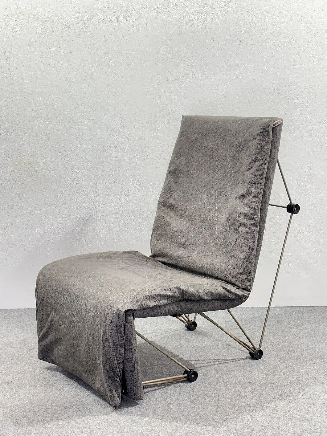 Metal and polka dot fabric reclining armchair, 1980s 1