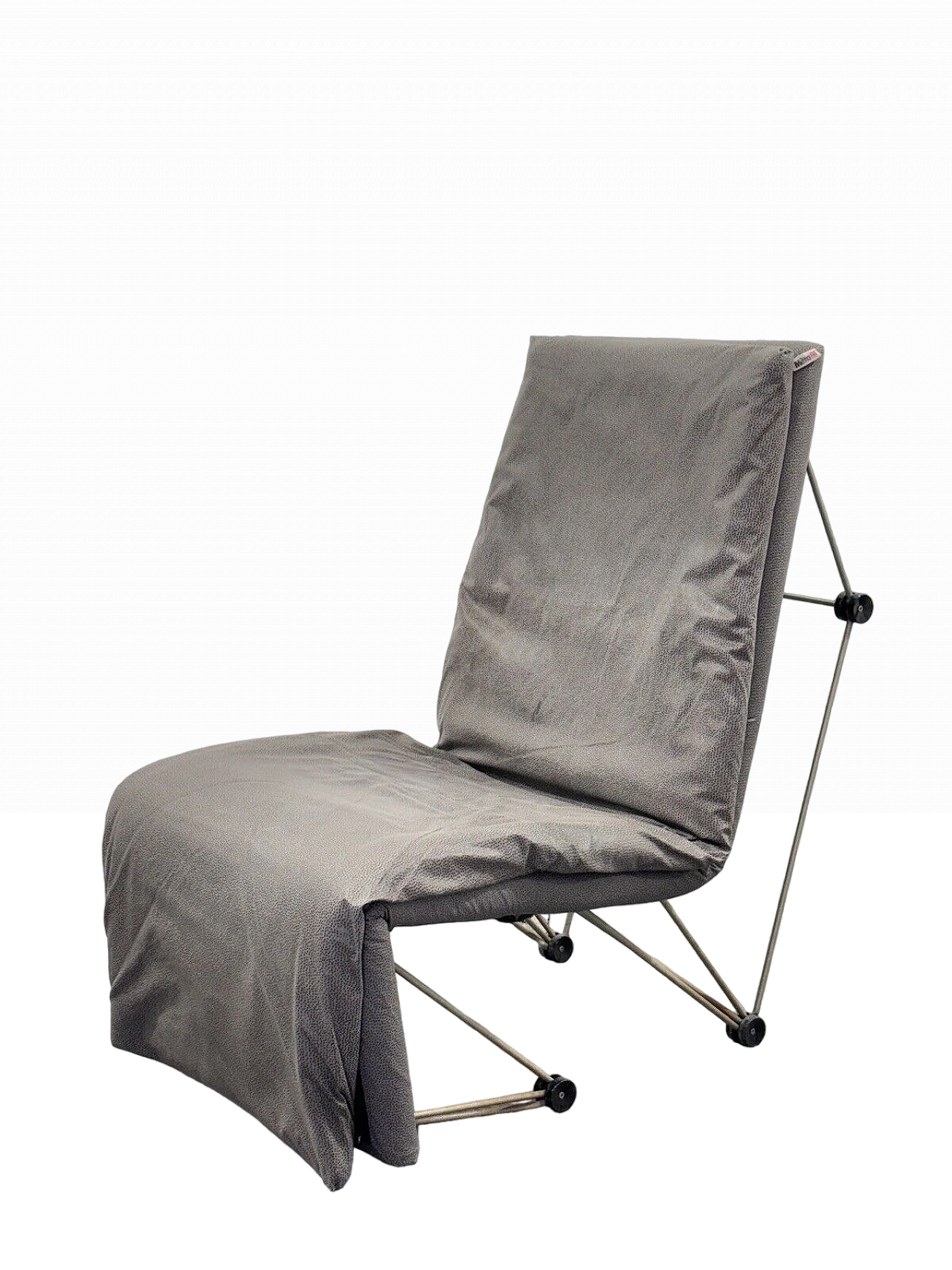 Metal and polka dot fabric reclining armchair, 1980s 2