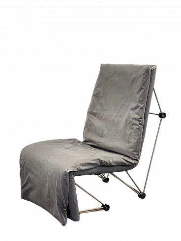 Metal and polka dot fabric reclining armchair, 1980s