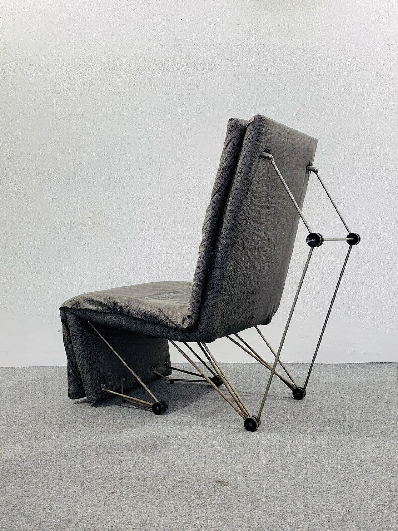 Metal and polka dot fabric reclining armchair, 1980s 6