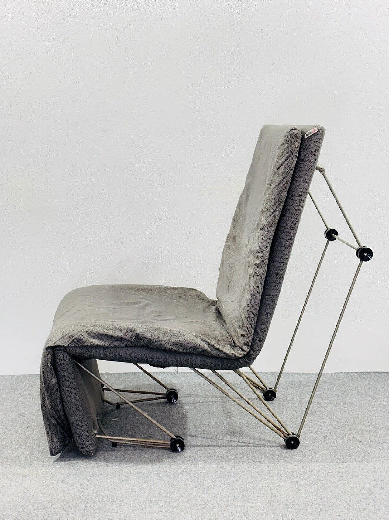 Metal and polka dot fabric reclining armchair, 1980s 7
