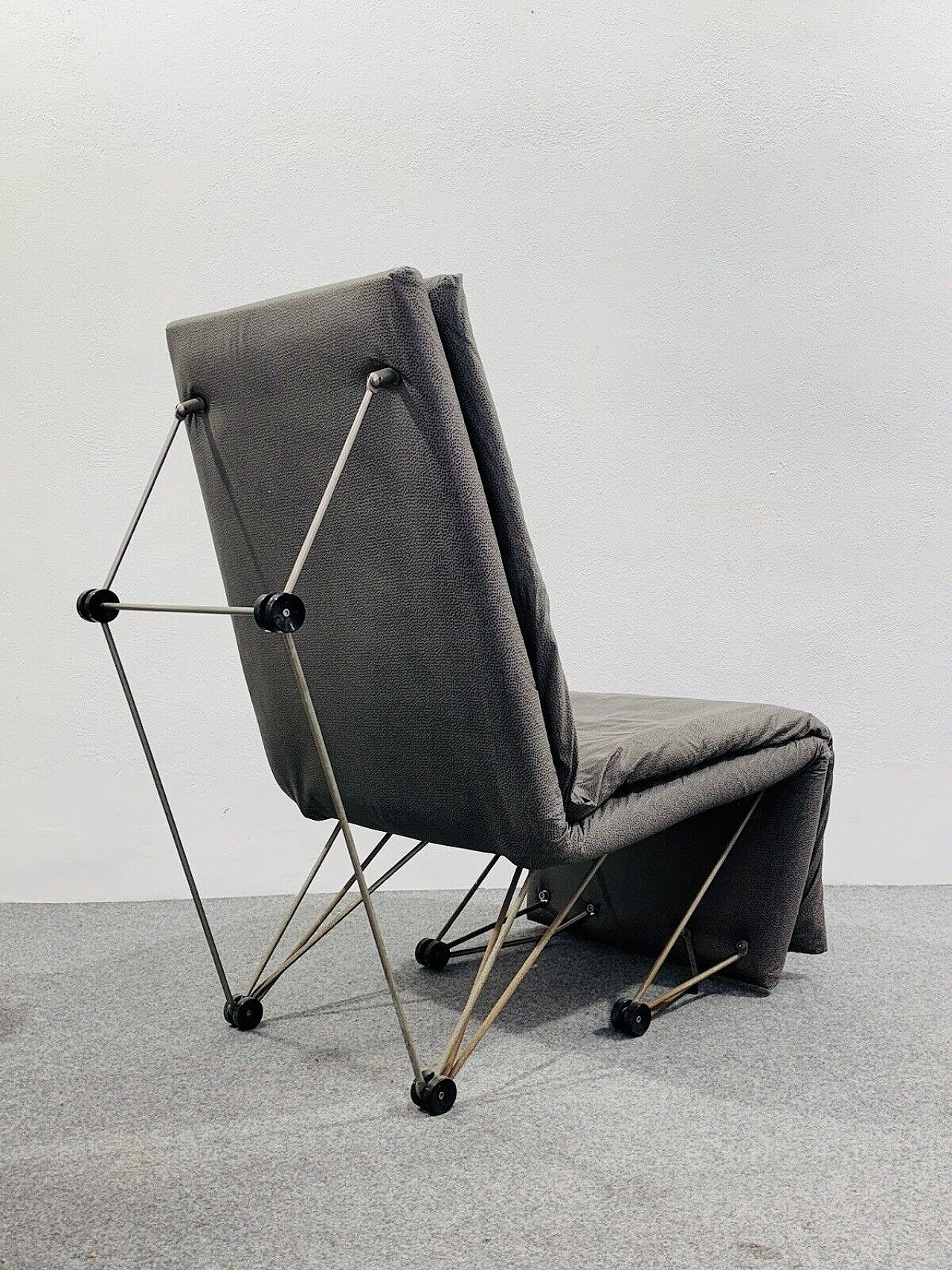 Metal and polka dot fabric reclining armchair, 1980s 8