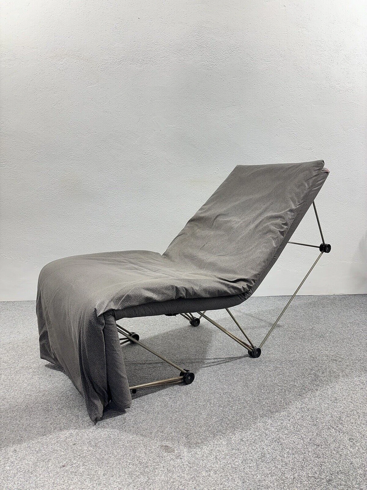 Metal and polka dot fabric reclining armchair, 1980s 9