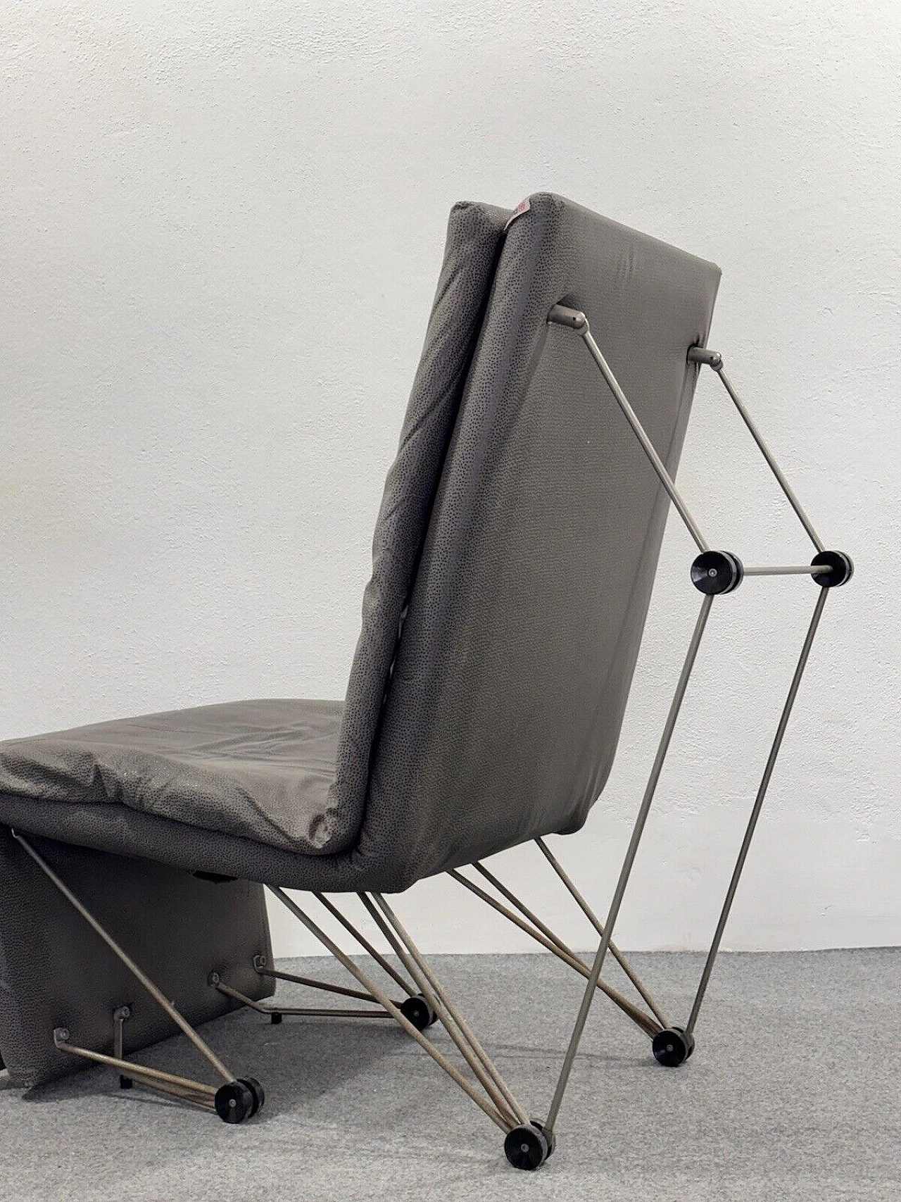 Metal and polka dot fabric reclining armchair, 1980s 10