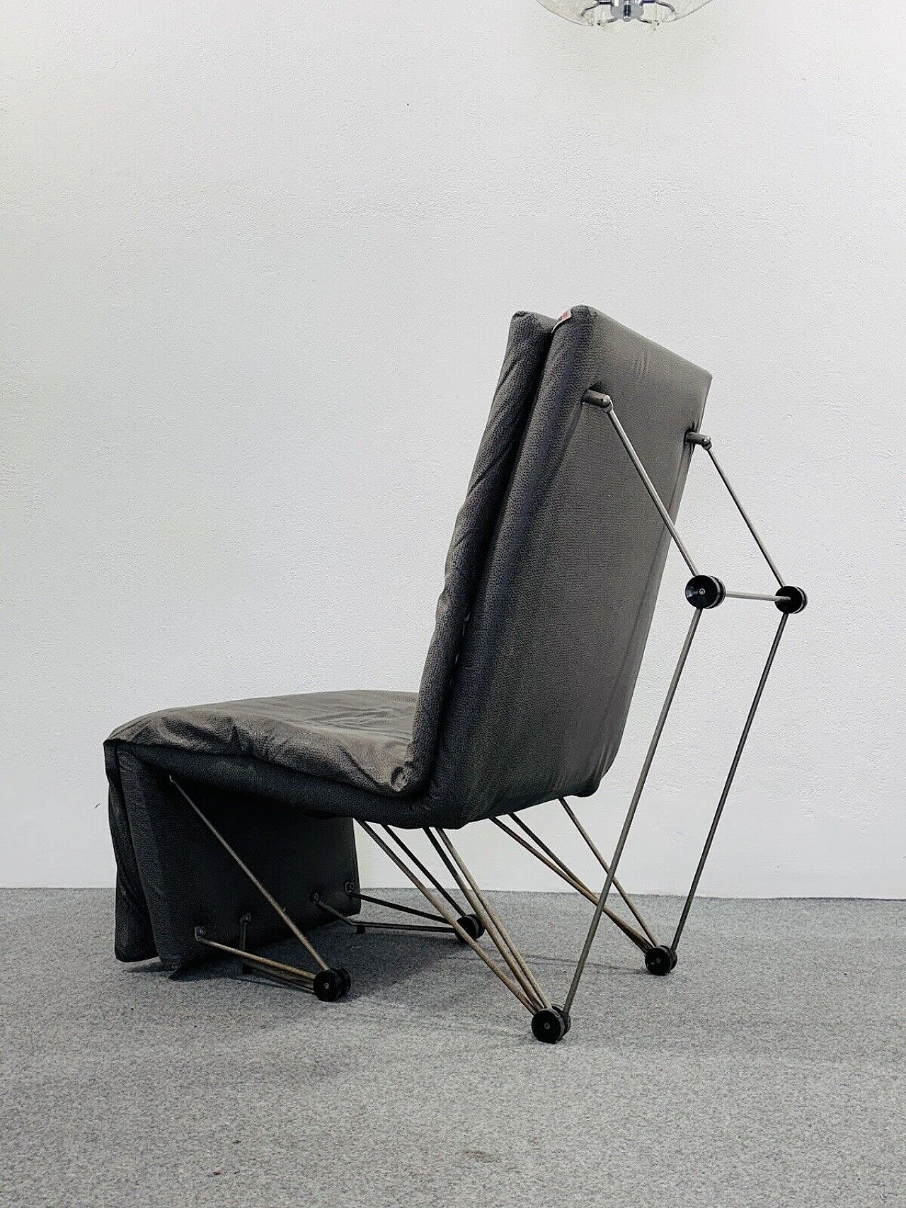 Metal and polka dot fabric reclining armchair, 1980s 11