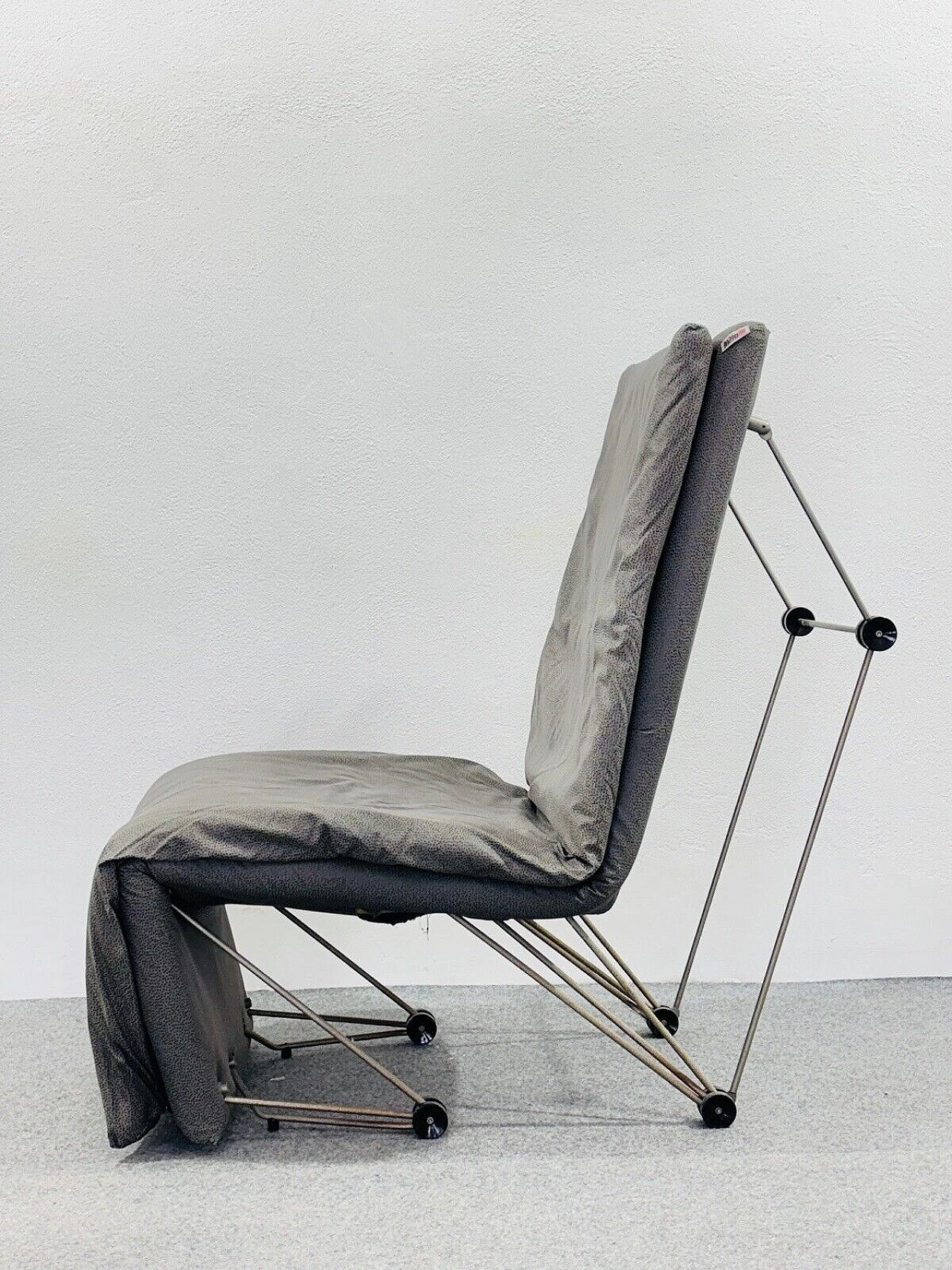 Metal and polka dot fabric reclining armchair, 1980s 22