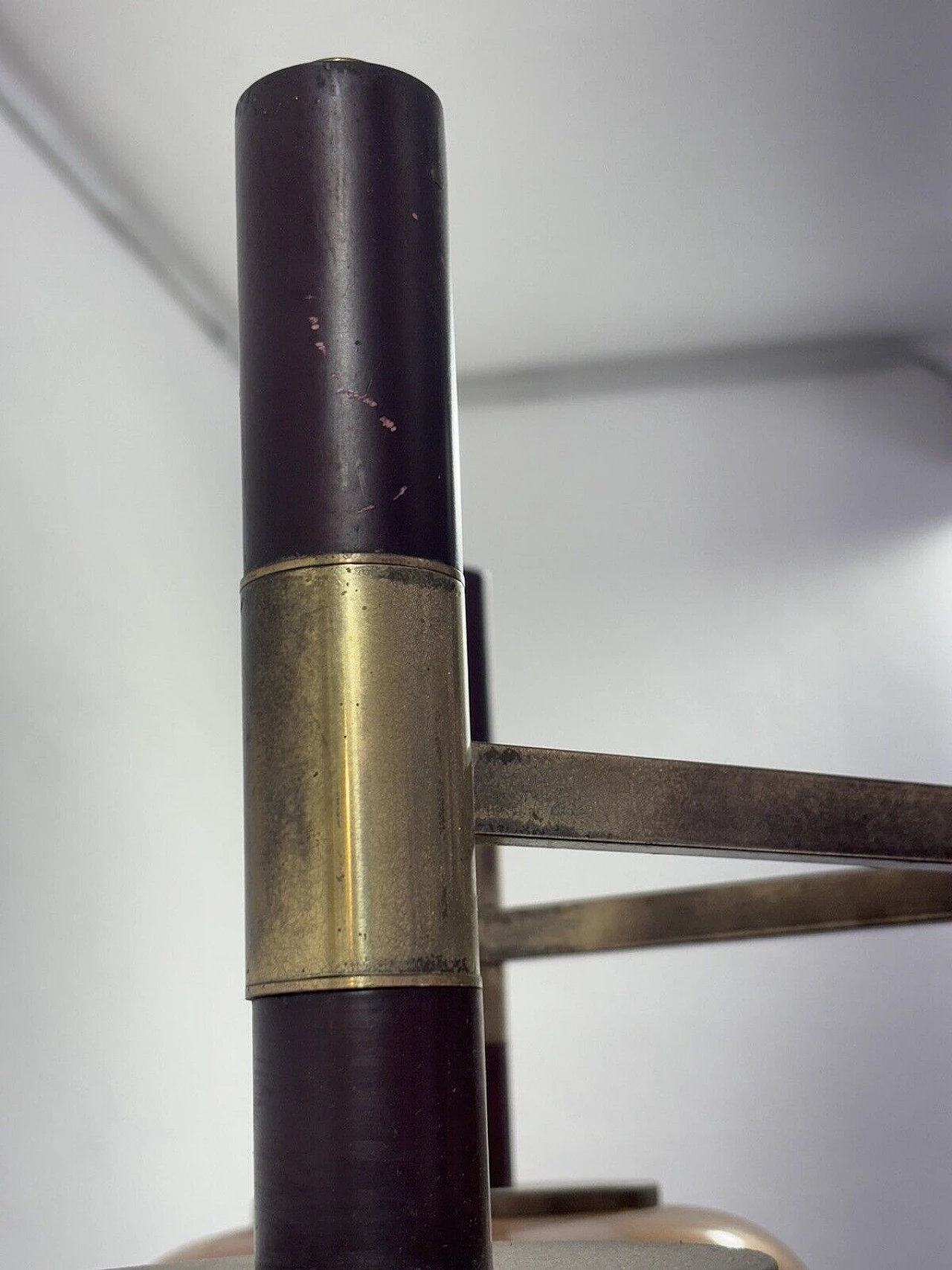 Lampadario Space Age in legno, ottone e vetro di Murano, anni '70 8