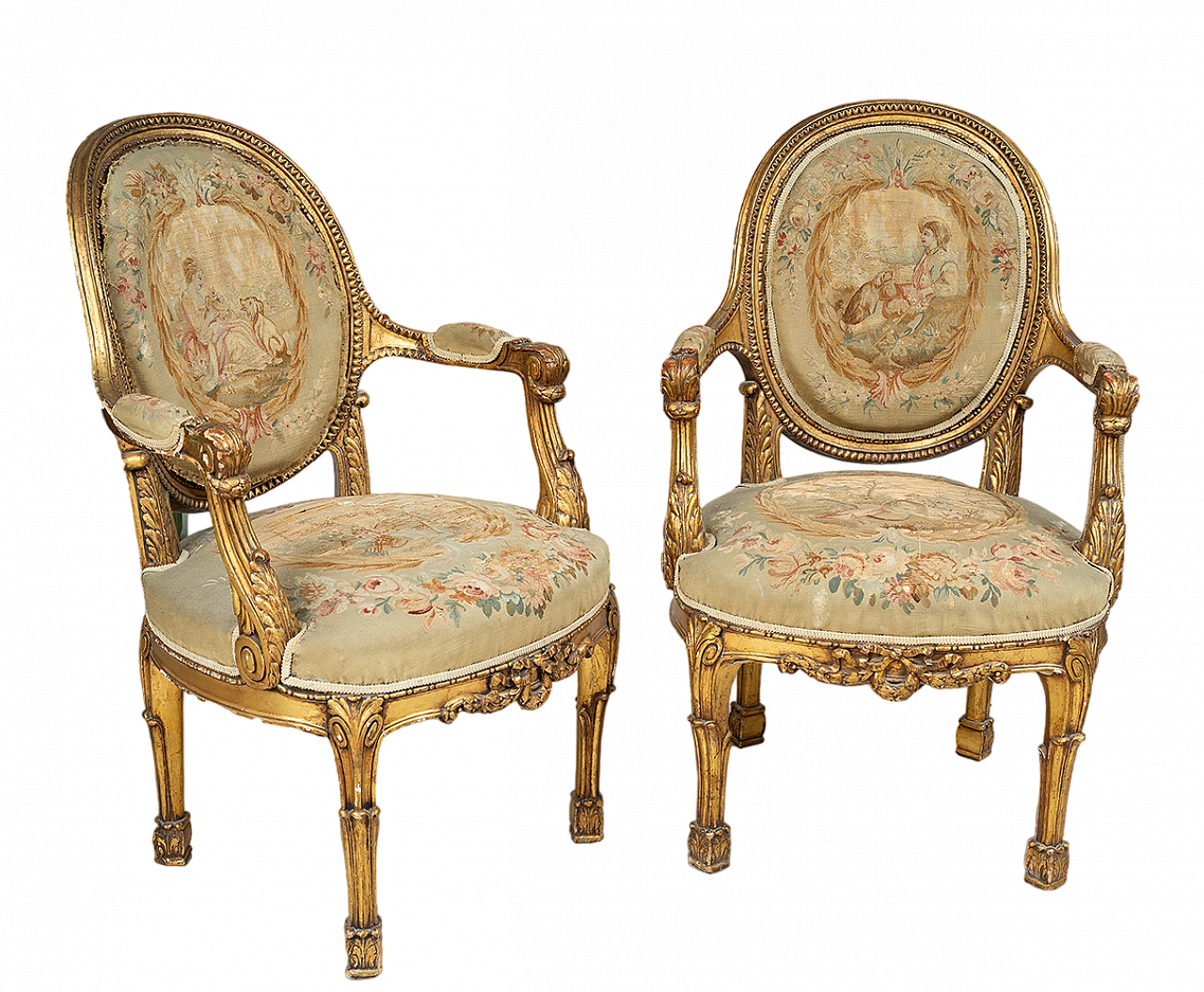 Pair of wooden Napoleon III armchairs, 19th century 6