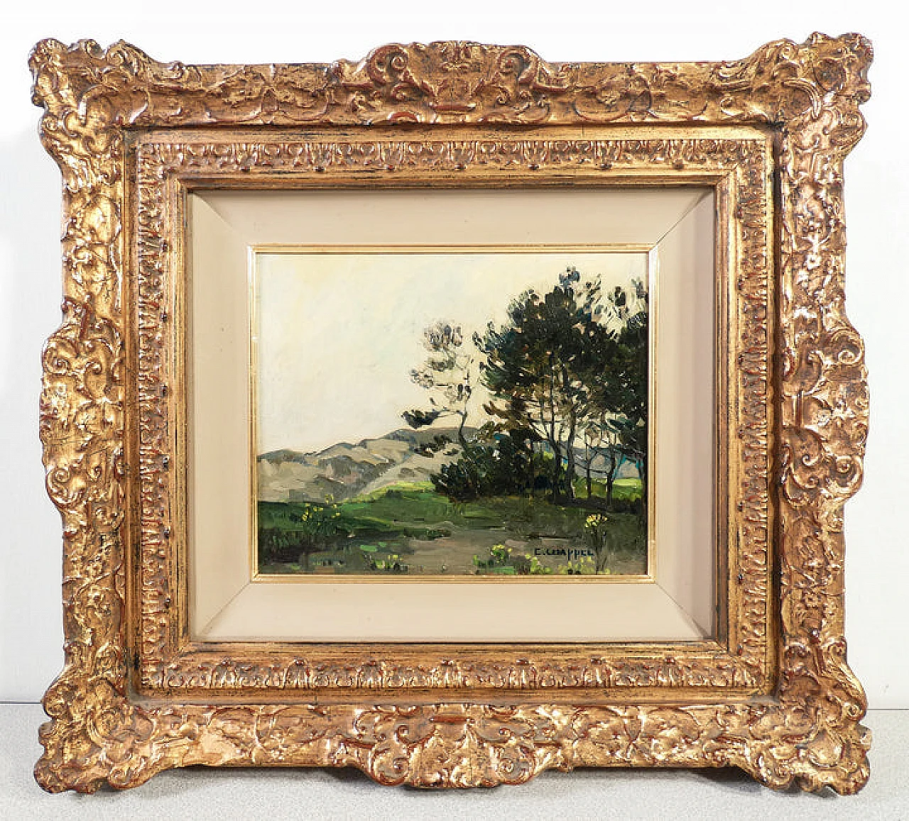 Edward Chappel, paesaggio, dipinto a olio su tavola, fine '800 1