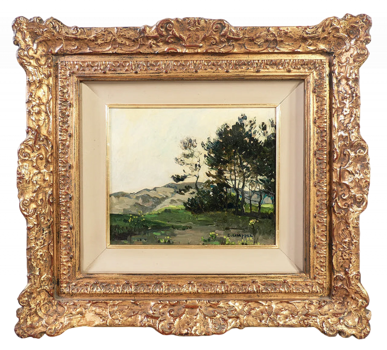 Edward Chappel, paesaggio, dipinto a olio su tavola, fine '800 2