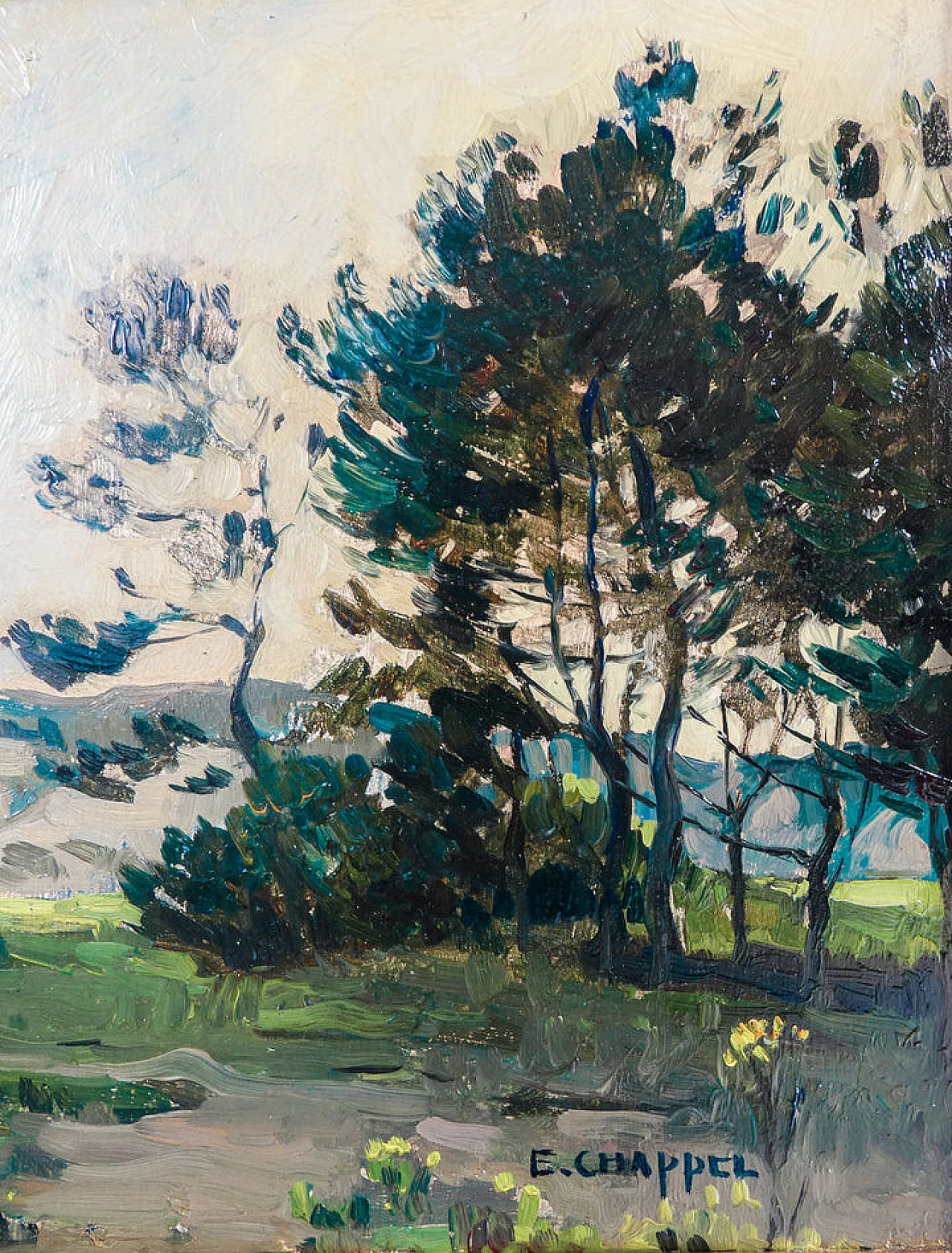 Edward Chappel, paesaggio, dipinto a olio su tavola, fine '800 5