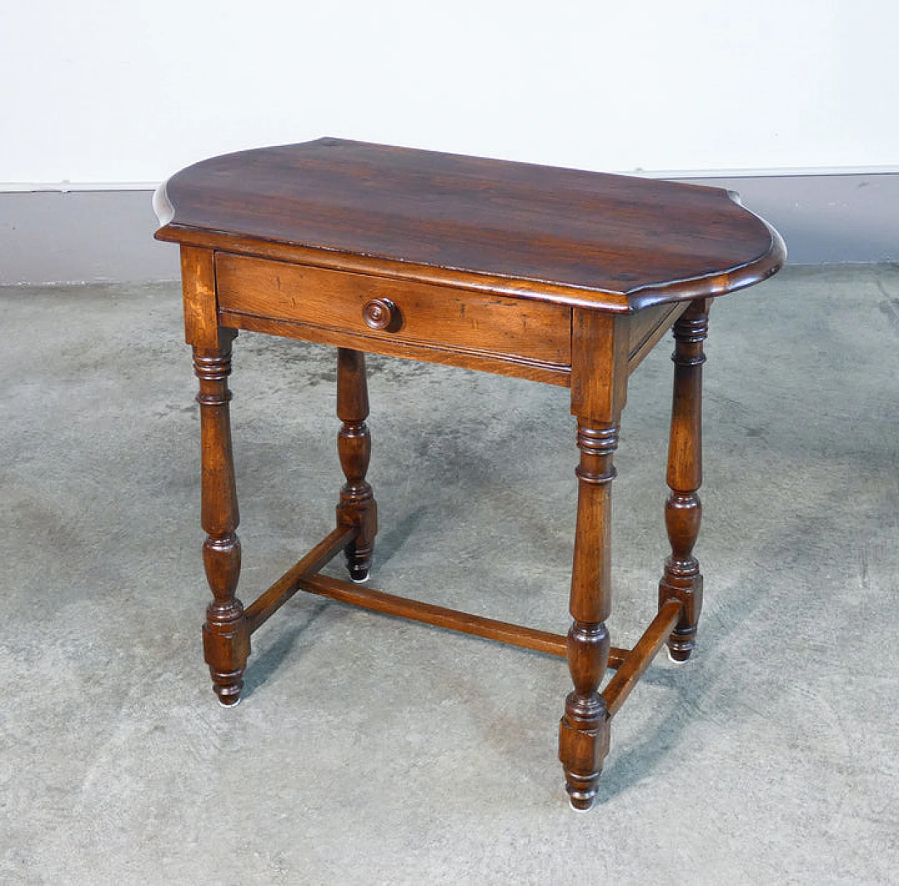 Charles X solid poplar coffee table with drawer, 19th century 1