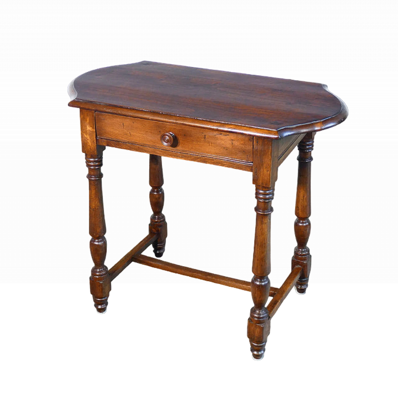 Charles X solid poplar coffee table with drawer, 19th century 2