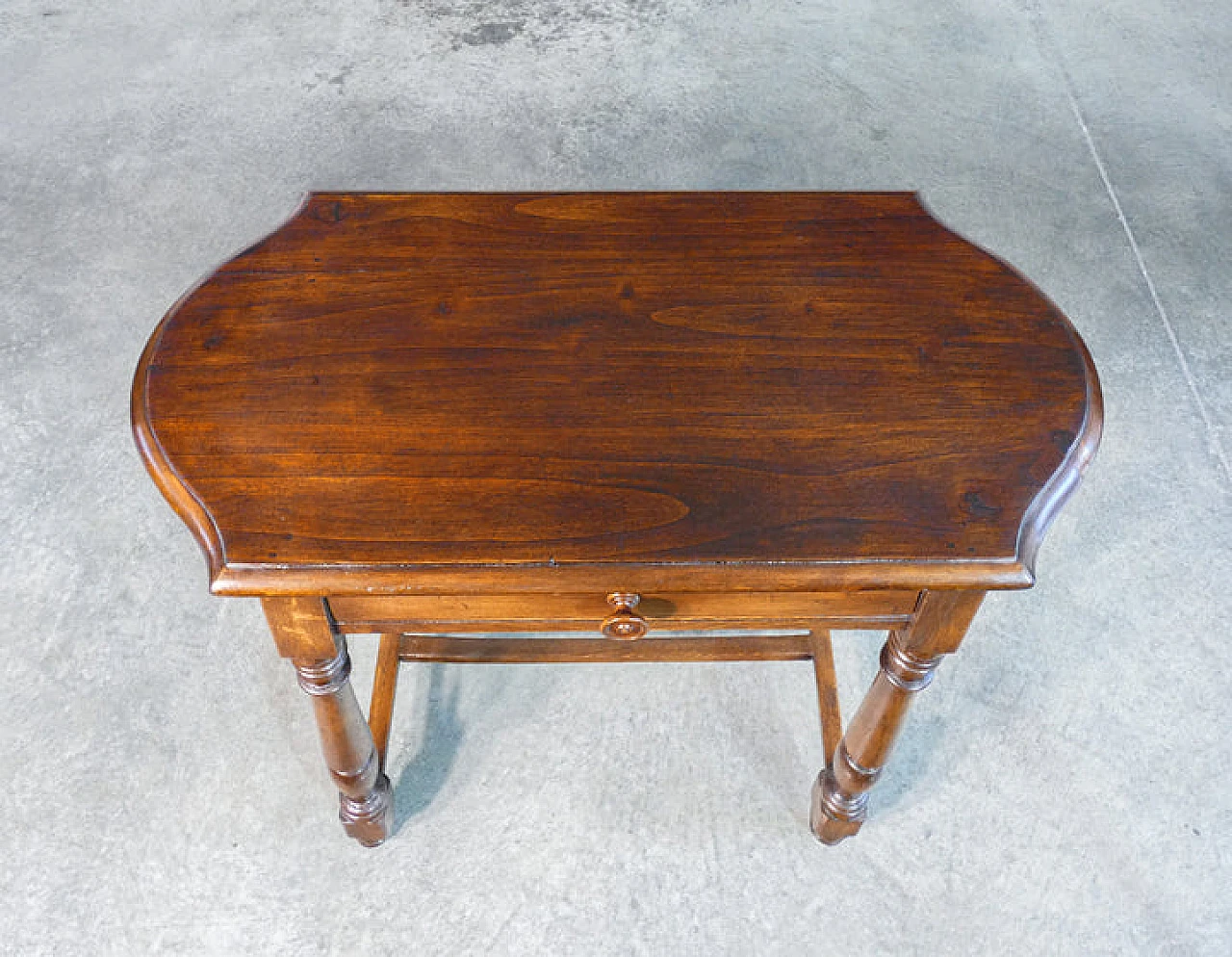Charles X solid poplar coffee table with drawer, 19th century 5